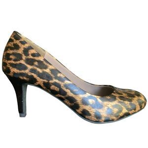 Comfort Plus Leopard Print Heels Women 7 Pumps Mobwife Work Rockabillly Chic Mod